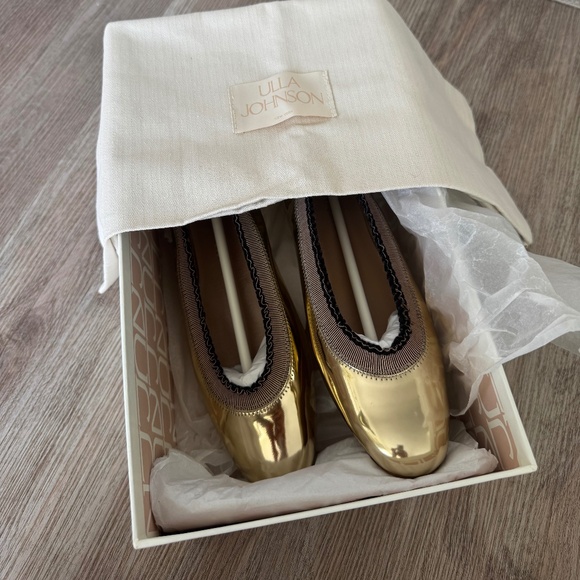 Ulla Johnson Elise Ruffle Gold Ballet Flats 36.5 NWB - Picture 4 of 5